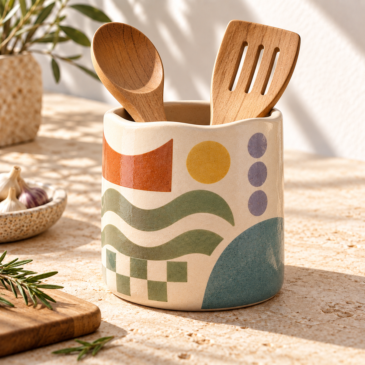 Pasjig® Earthen Geo Kitchen Utensil Holder