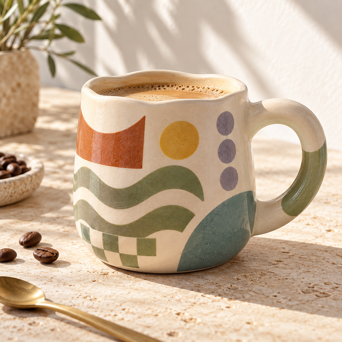 Pasjig® Earthen Geo Vintage Geometric Coffee Mug