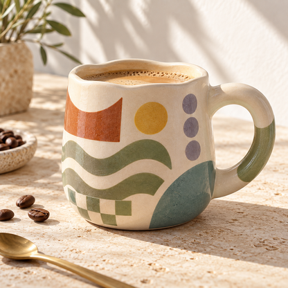 Pasjig® Earthen Geo Vintage Geometric Coffee Mug