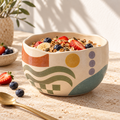 Pasjig® Earthen Geo Breakfast Cereal Bowl