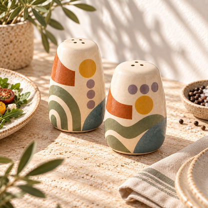 Pasjig® Earthen Geo Salt & Pepper Shaker Set