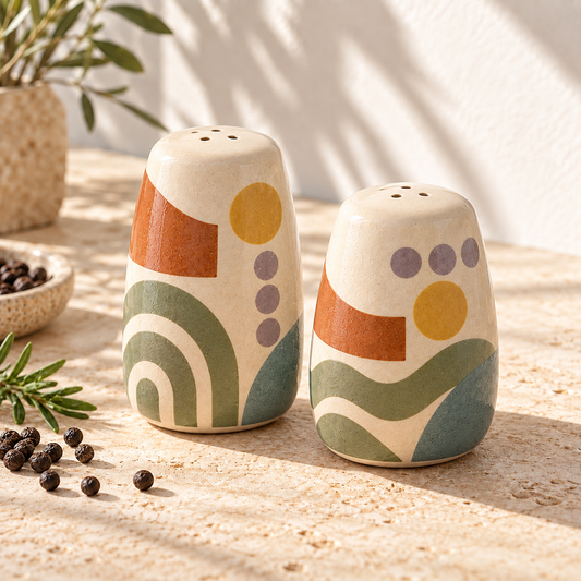Pasjig® Earthen Geo Salt & Pepper Shaker Set