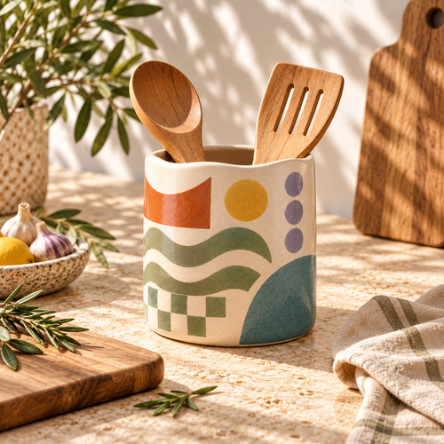 Pasjig® Earthen Geo Kitchen Utensil Holder