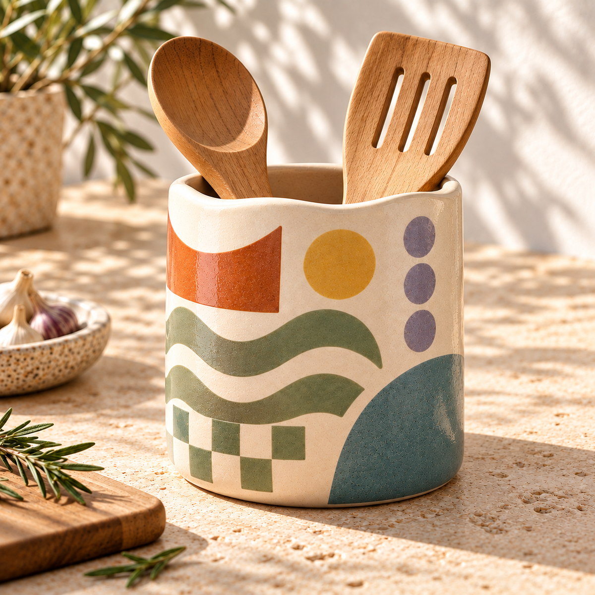 Pasjig® Earthen Geo Kitchen Utensil Holder