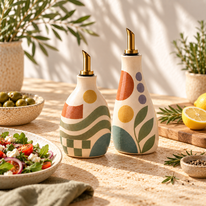 Pasjig® Earthen Geo Oil & Vinegar Bottle Set