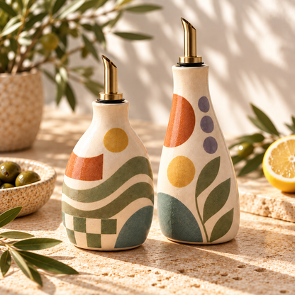 Pasjig® Earthen Geo Oil & Vinegar Bottle Set