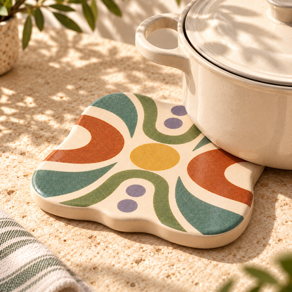 Pasjig® Earthen Geo Hand-painted Ceramic Trivet