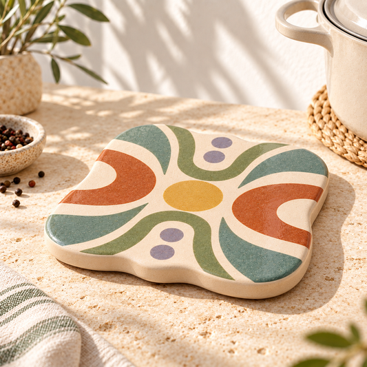 Pasjig® Earthen Geo Hand-painted Ceramic Trivet